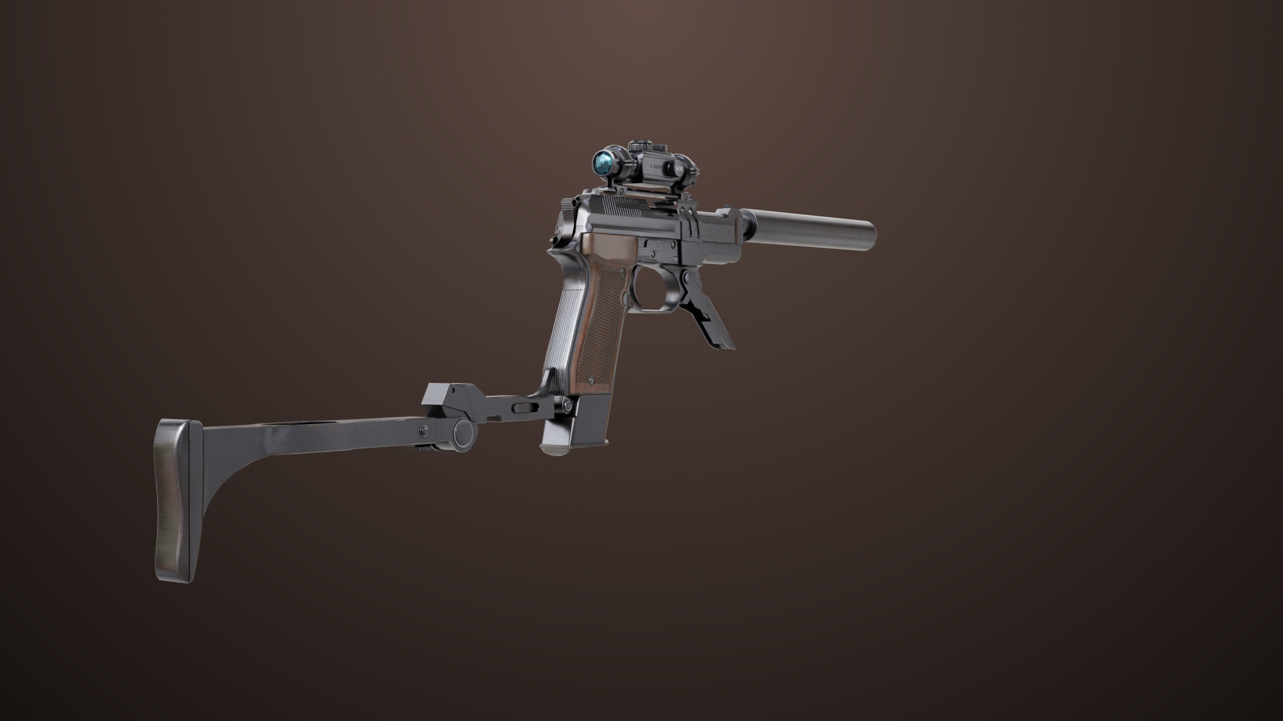 Pistol 08 Black Generic All PBR UE Textures Included Low-poly 3D model_44