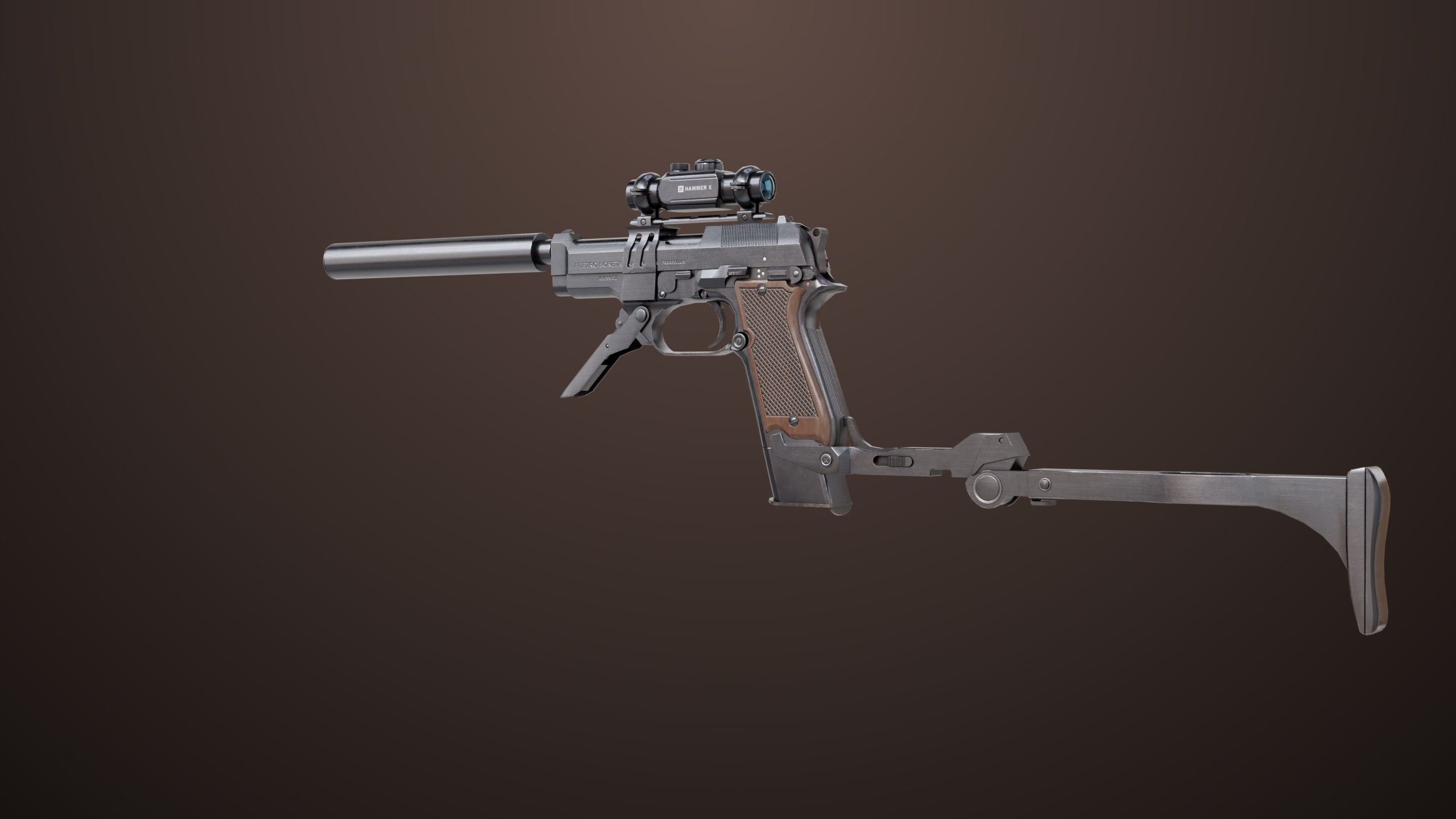 Pistol 08 Black Generic All PBR UE Textures Included Low-poly 3D model_29