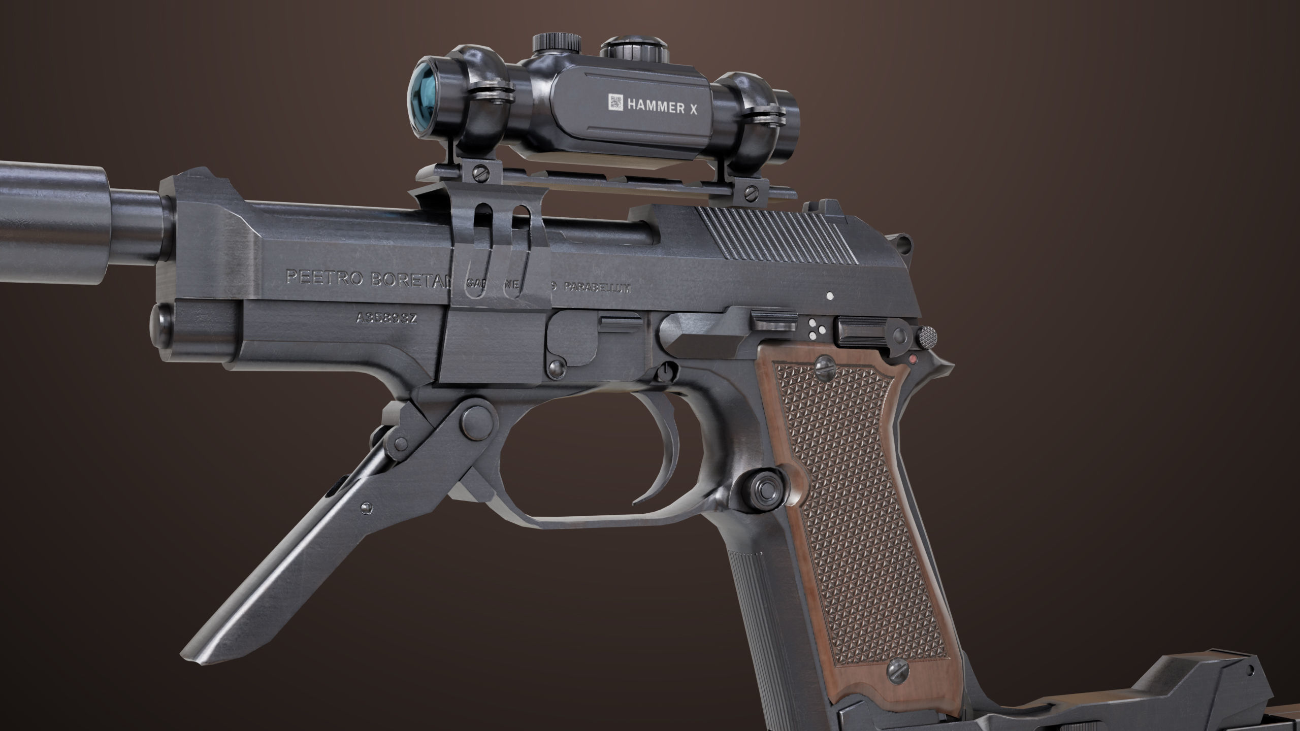 Pistol 08 Black Generic All PBR UE Textures Included Low-poly 3D model_22