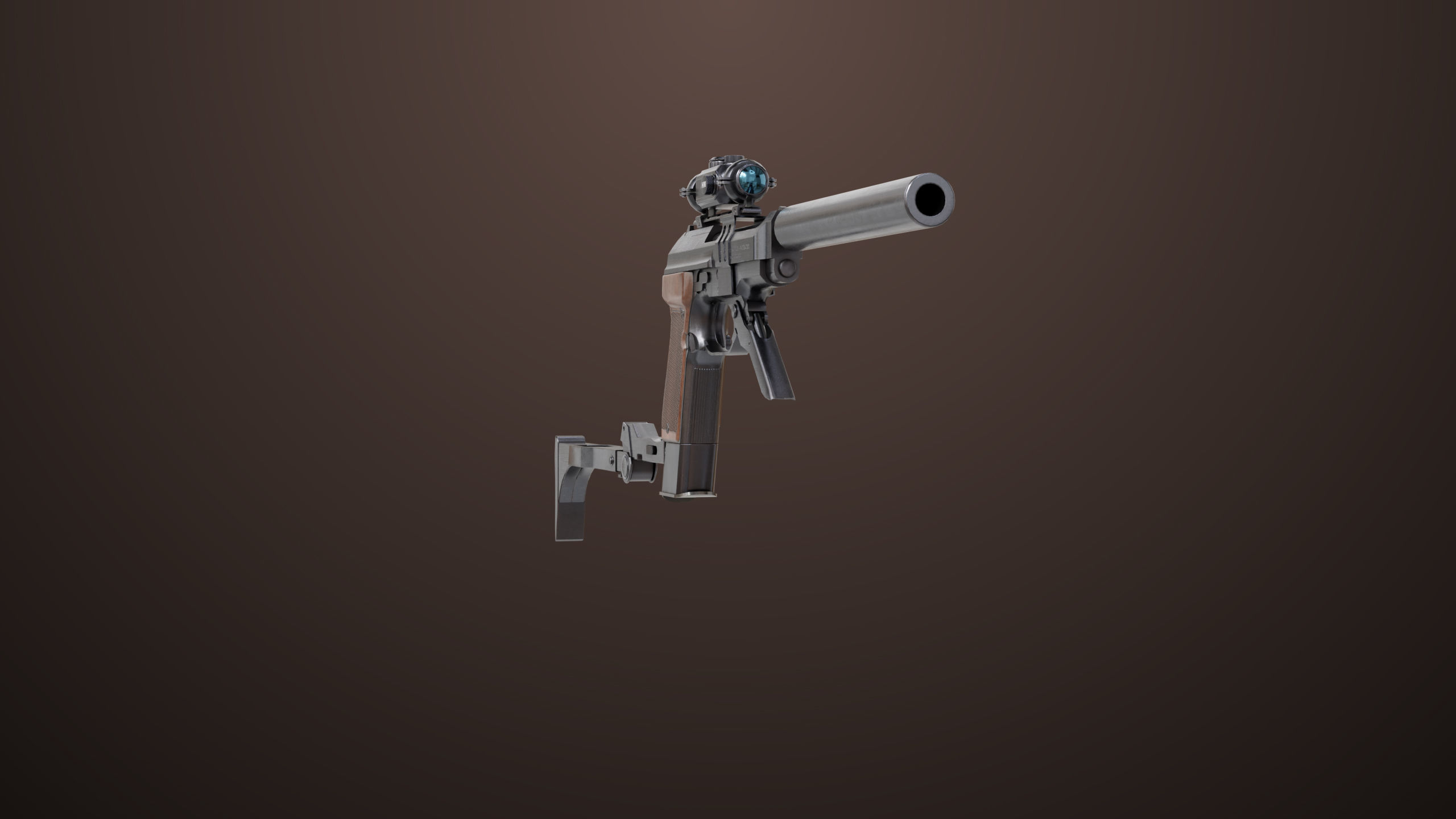 Pistol 08 Black Generic All PBR UE Textures Included Low-poly 3D model_13