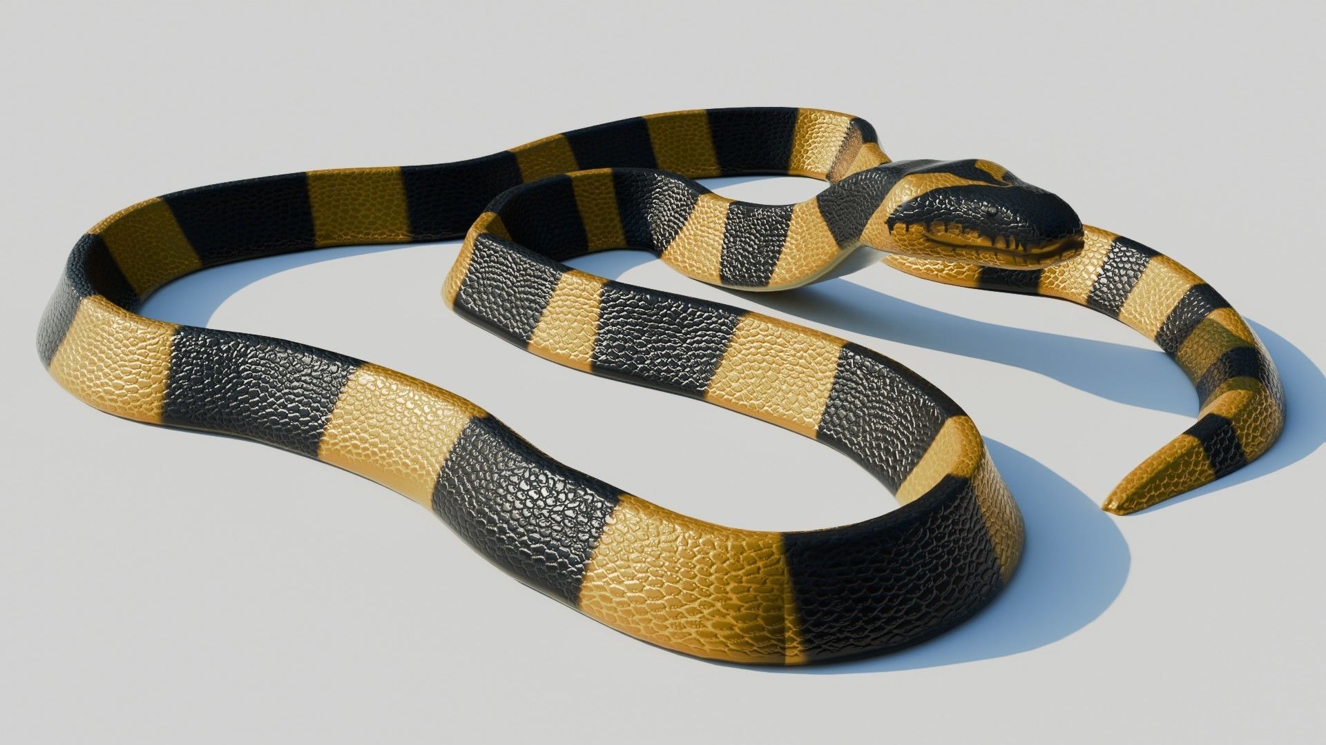 Rigged Banded Krait - Game Ready - PBR Low-poly 3D model_5