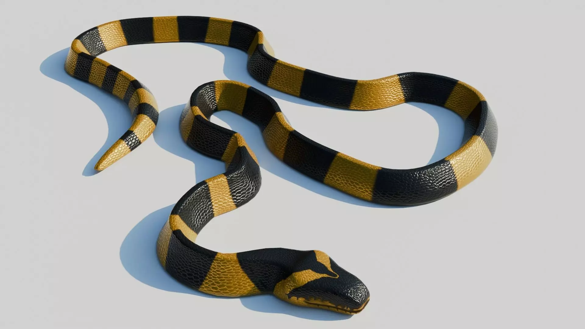 Rigged Banded Krait - Game Ready - PBR Low-poly 3D model_0