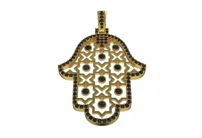 Antique Art Deco Hamsa Hand Pendant