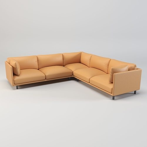 Minimalist leather sofa Low-poly 3D model