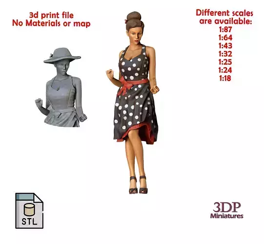 N3 A woman with Rockabilly style 3D print model