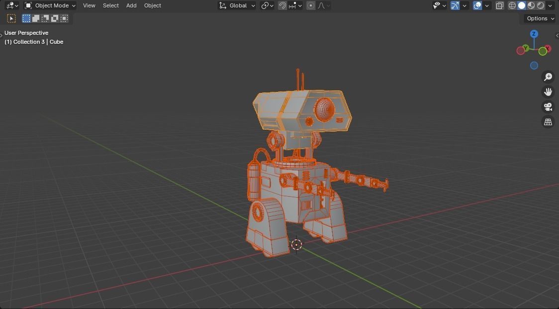 worker robot  Low-poly 3D model_4