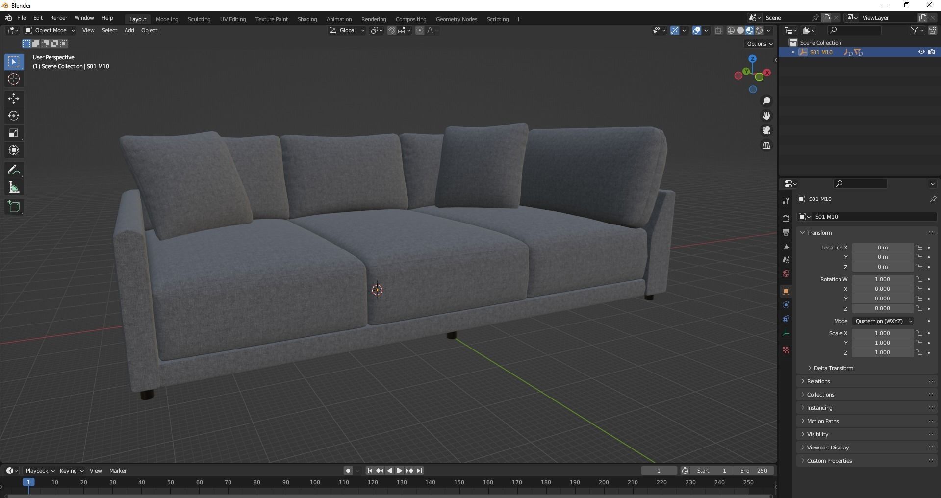 Modern Minimalist Sofa Low-poly 3D model_23