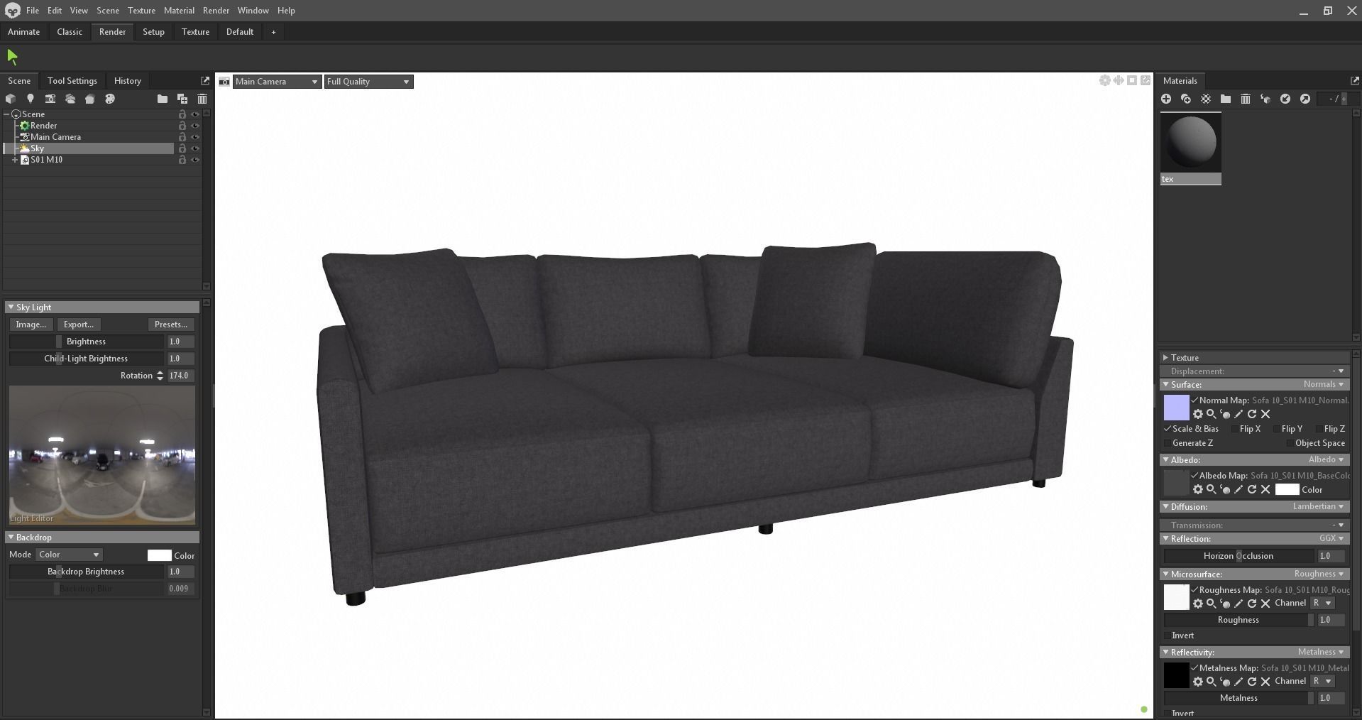 Modern Minimalist Sofa Low-poly 3D model_22