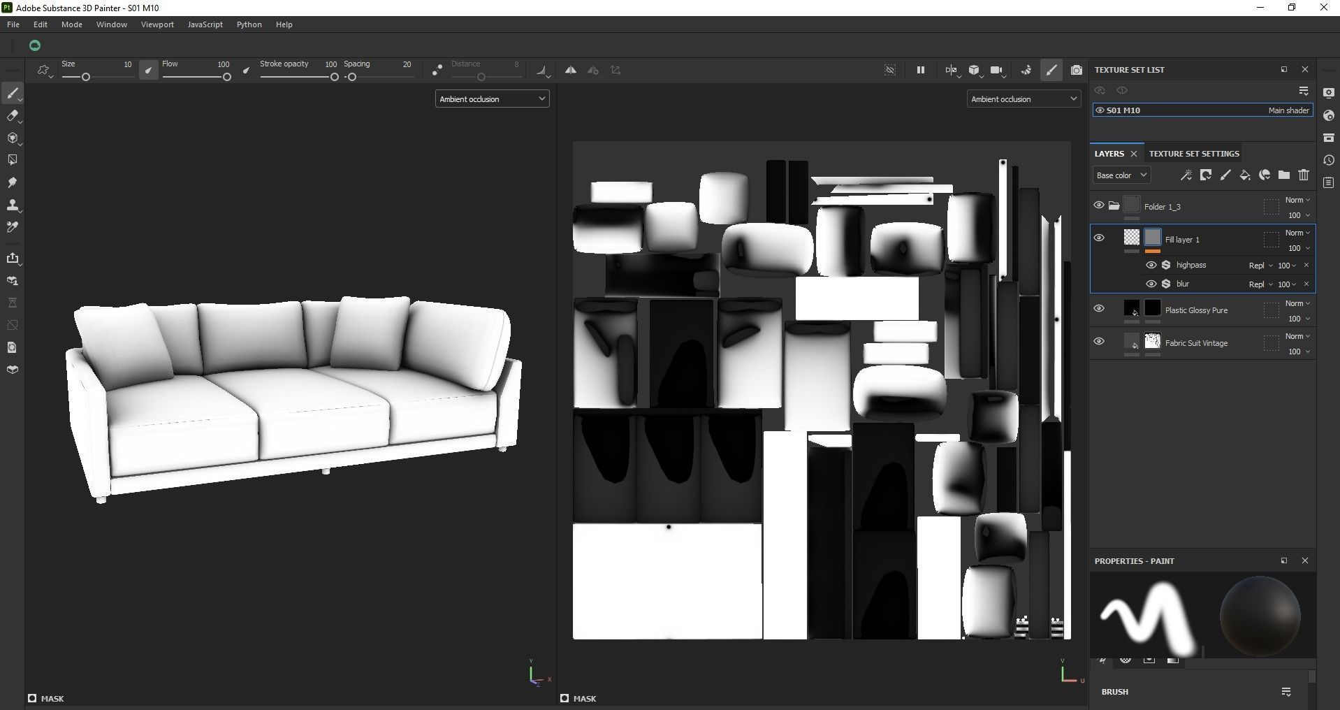 Modern Minimalist Sofa Low-poly 3D model_18