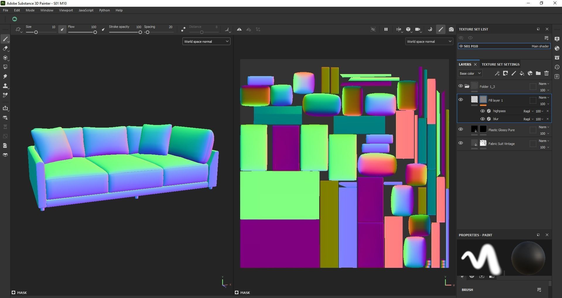 Modern Minimalist Sofa Low-poly 3D model_16
