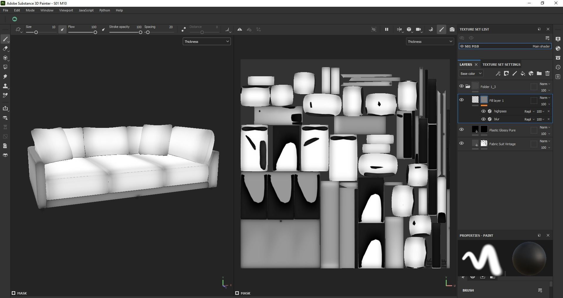 Modern Minimalist Sofa Low-poly 3D model_21