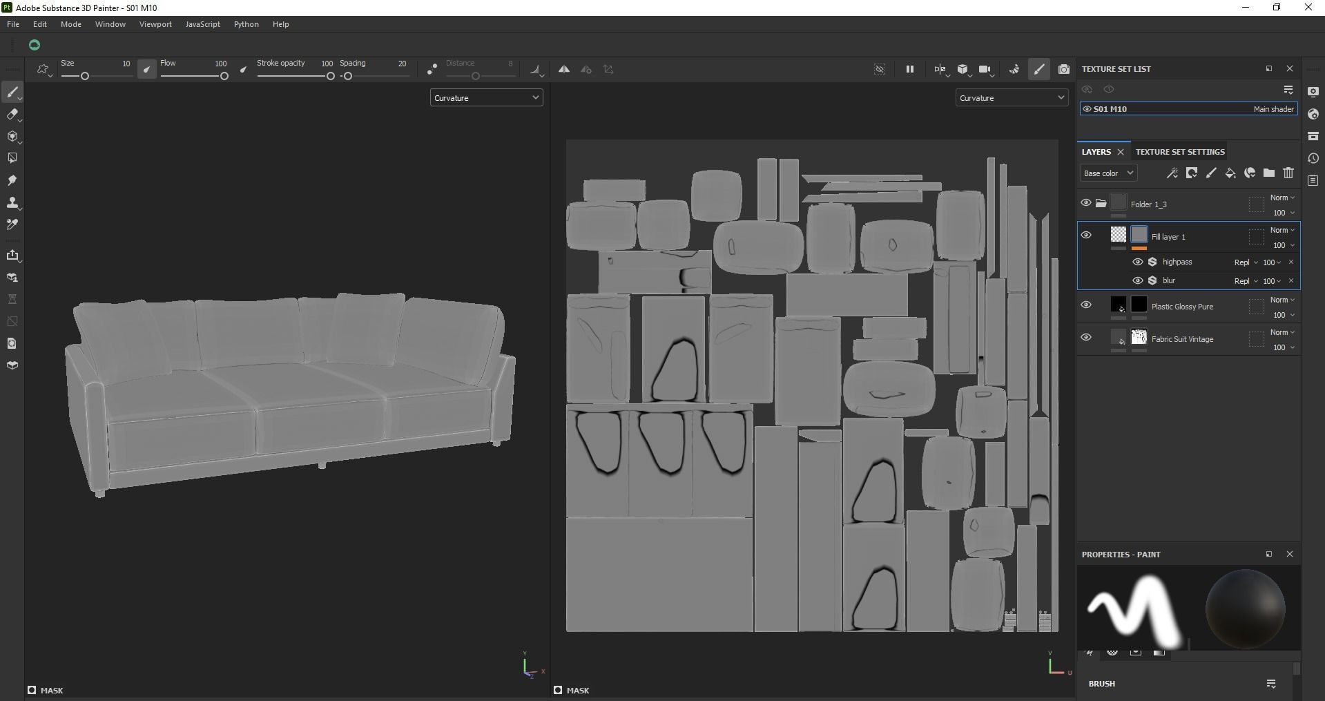Modern Minimalist Sofa Low-poly 3D model_19