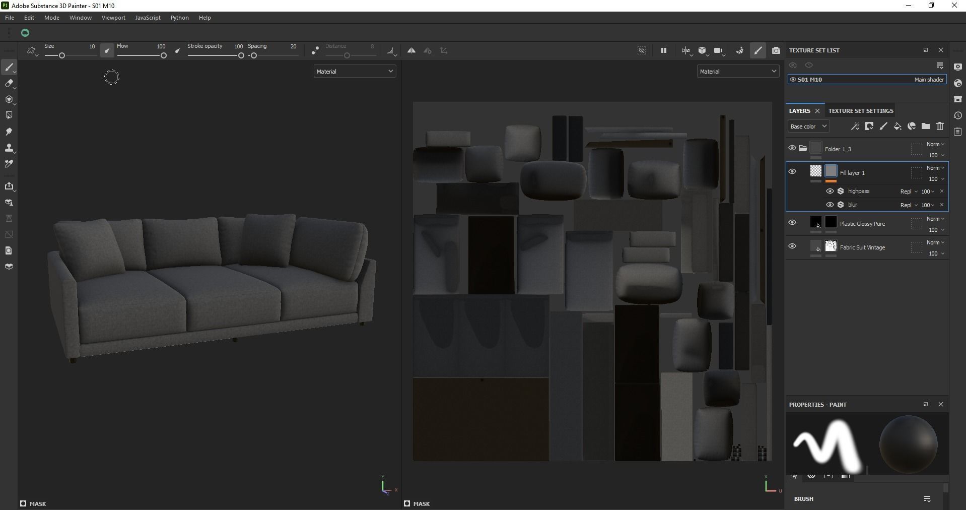 Modern Minimalist Sofa Low-poly 3D model_14