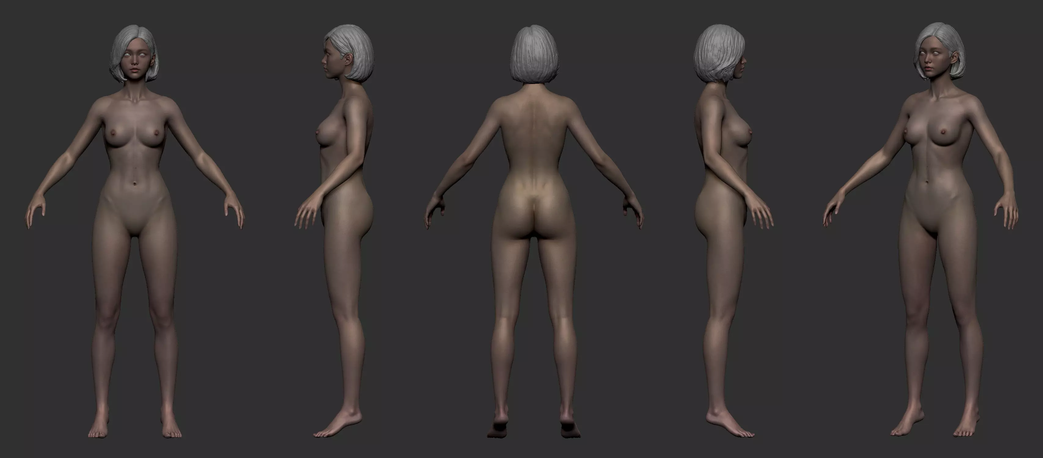 Pretty Asia girl for Metahuman topology body model Low-poly 3D model_0