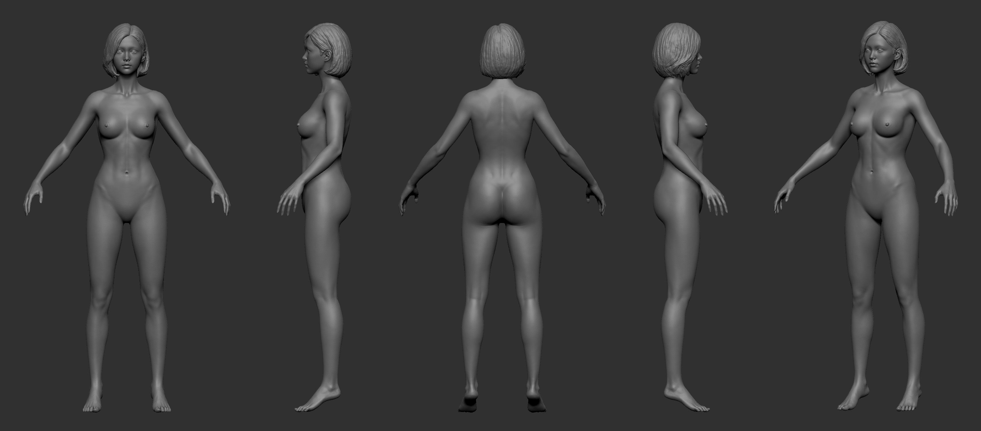 Pretty Asia girl for Metahuman topology body model Low-poly 3D model_3
