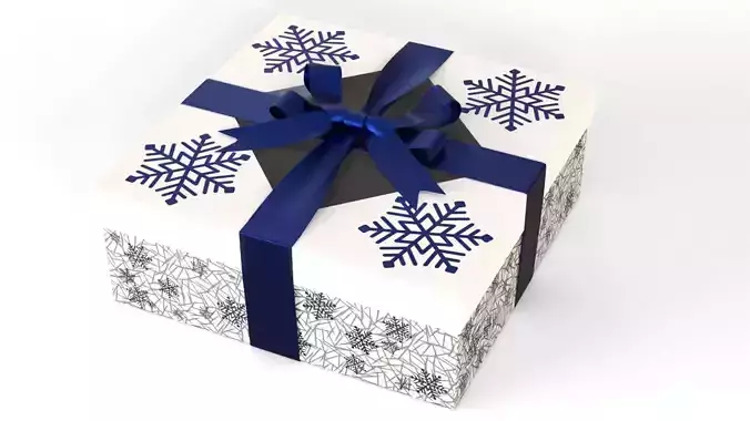 Gift box with snow flake design 3D model