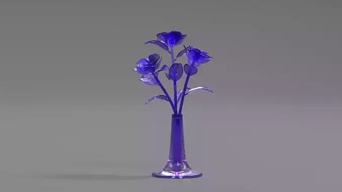 Glass Flower Showpiece Purple
