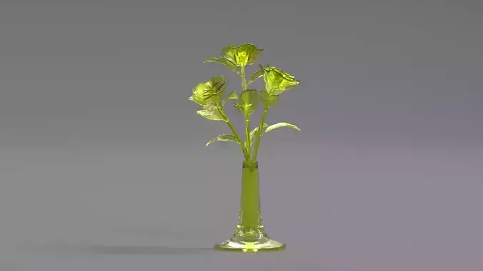 Glass Flower Showpiece Yellow