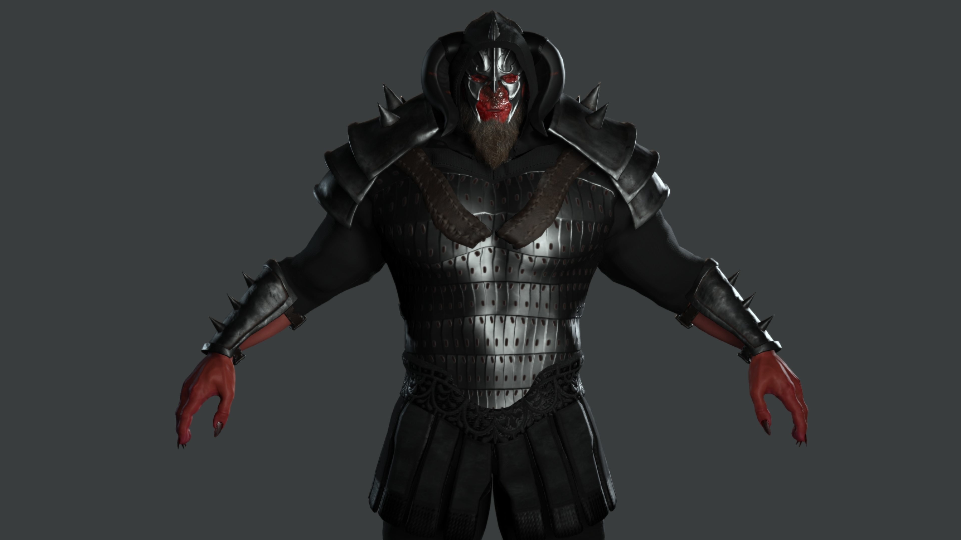 AAA 3D GAME READY FANTASY MALE CHARACTER - MONSTER WARRIOR 02 Low-poly 3D model_5