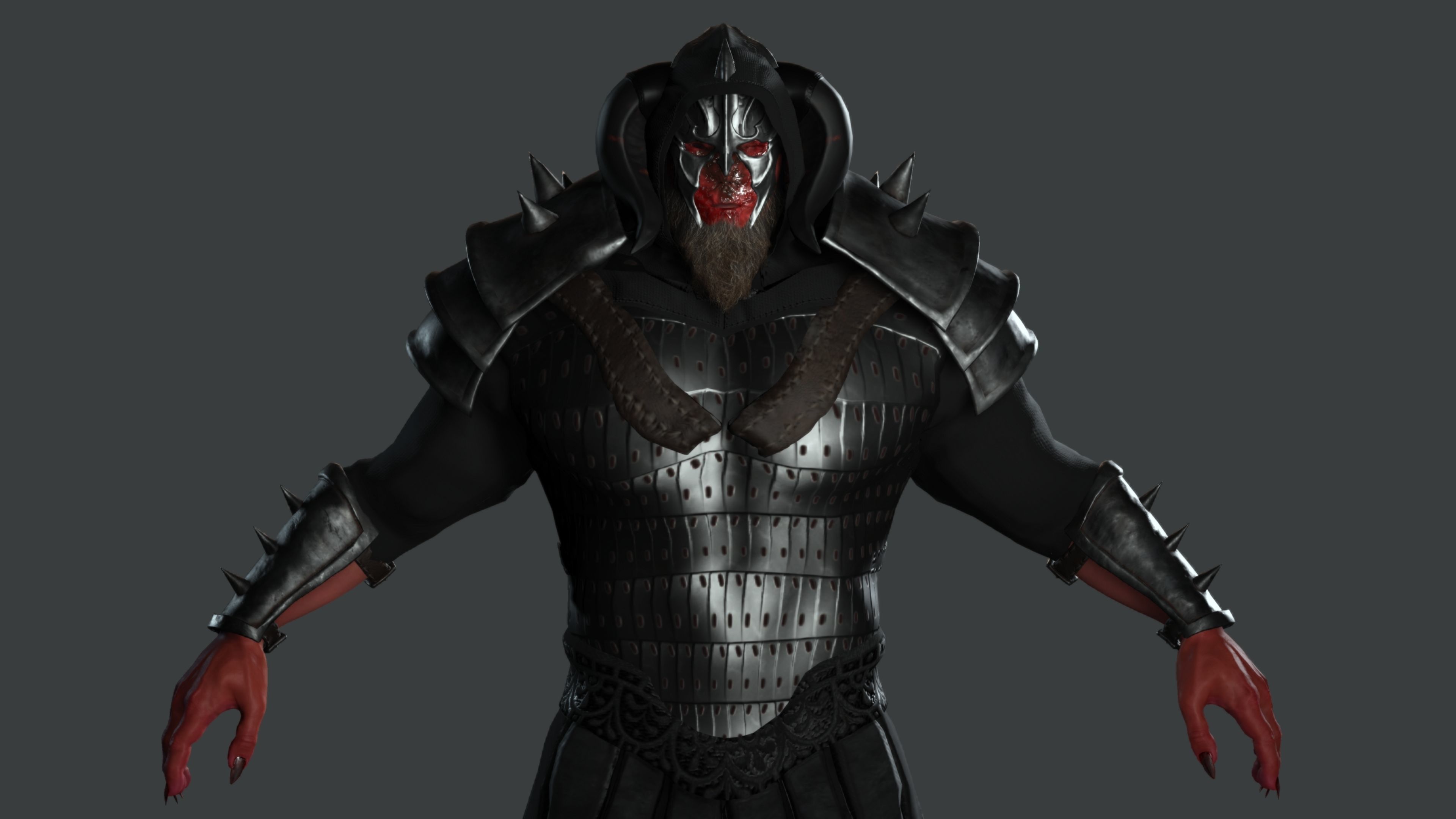 AAA 3D GAME READY FANTASY MALE CHARACTER - MONSTER WARRIOR 02 Low-poly 3D model_9