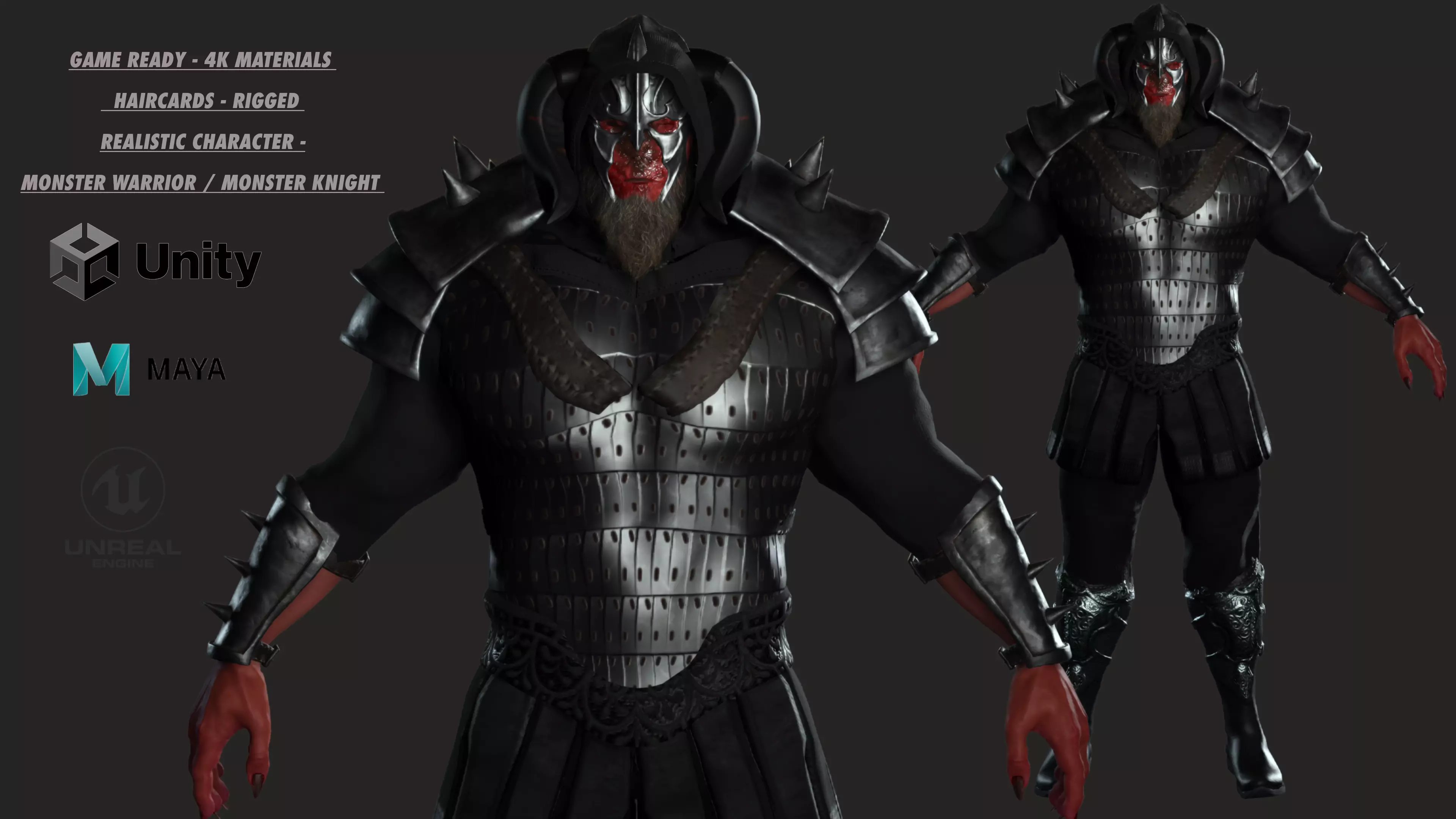 AAA 3D GAME READY FANTASY MALE CHARACTER - MONSTER WARRIOR 02 Low-poly 3D model_0