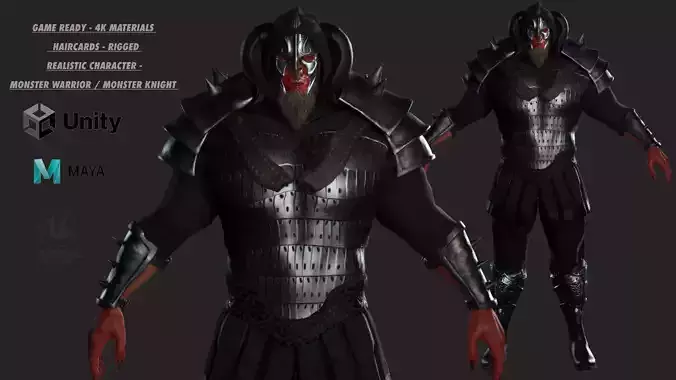 AAA 3D GAME READY FANTASY MALE CHARACTER - MONSTER WARRIOR 02 Low-poly 3D model