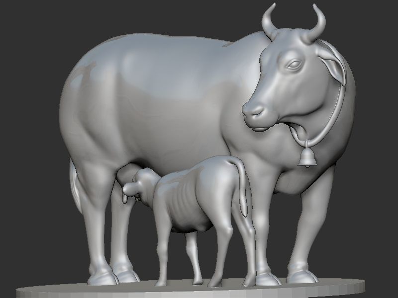 Cow and Calf Pose 3D print model_1