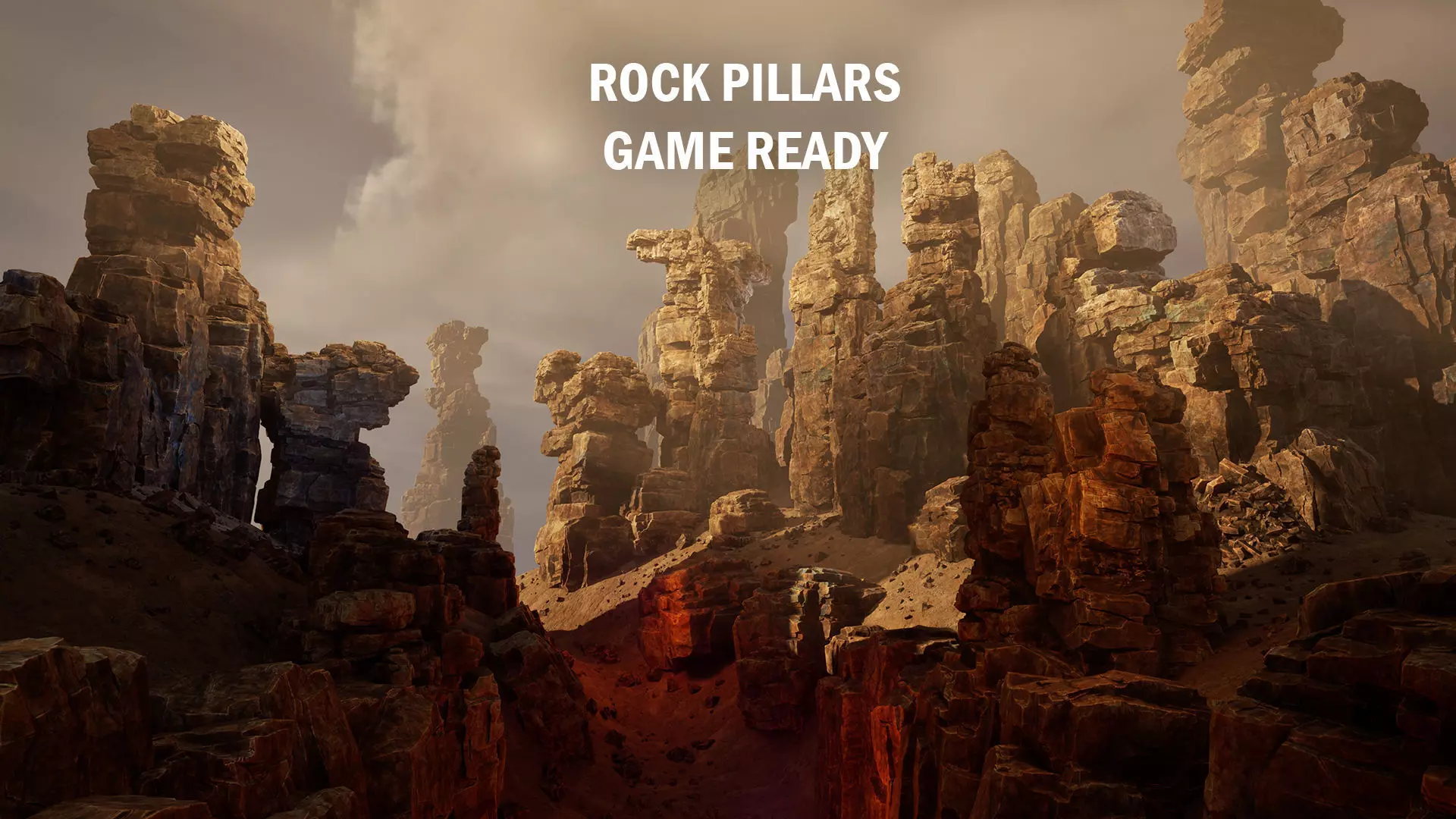 Rock pillars Low-poly 3D model_0