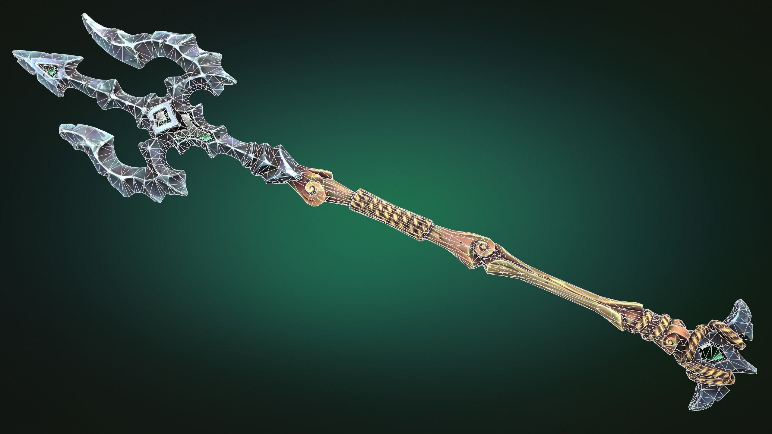 Coastal trident Low-poly 3D model_1