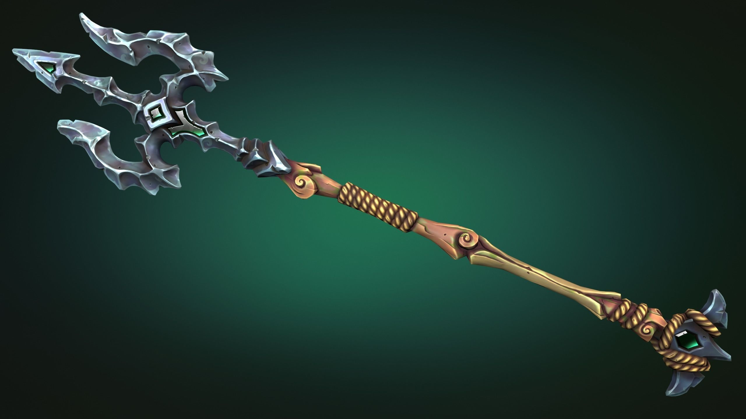 Coastal trident Low-poly 3D model_2