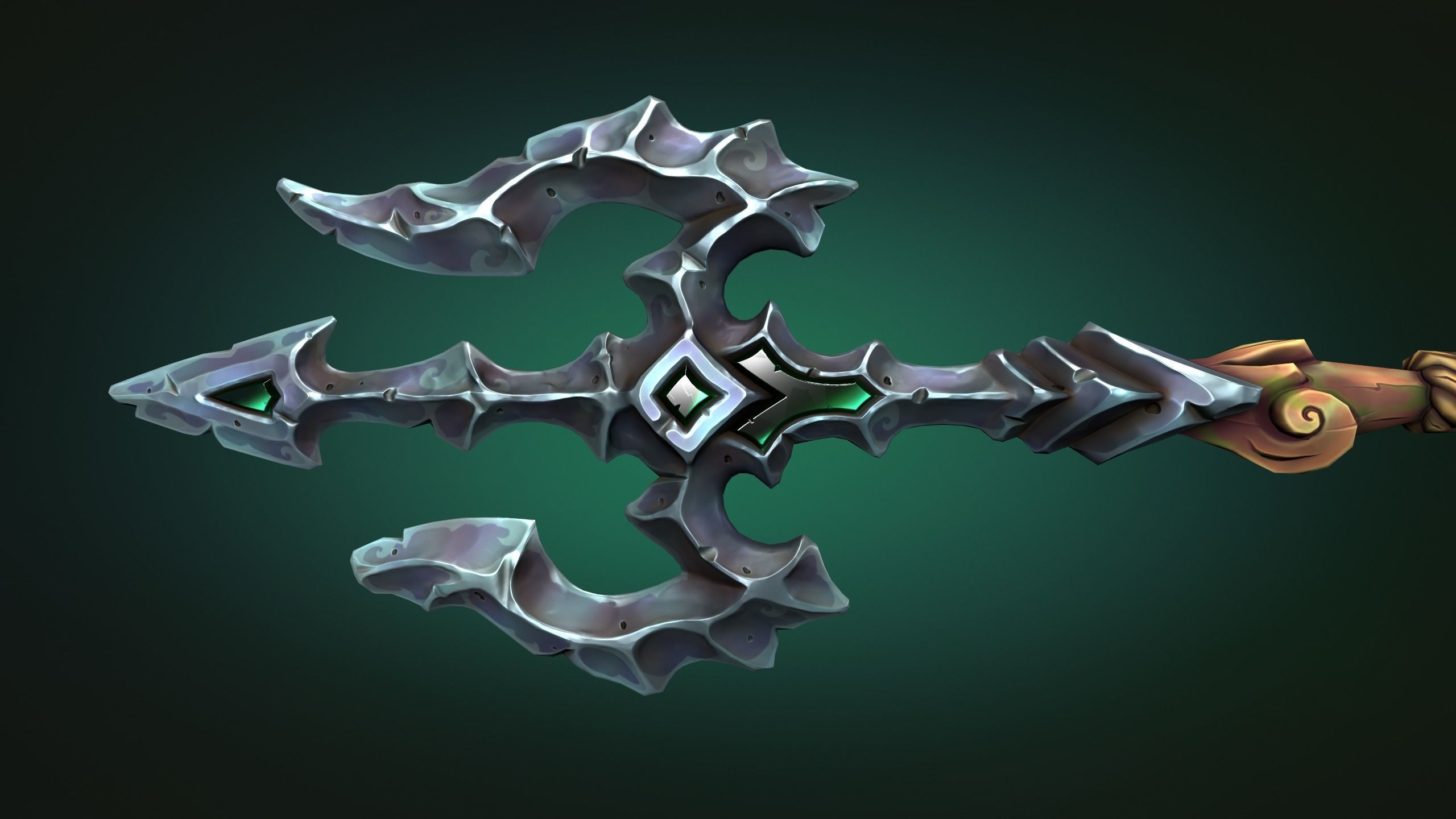 Coastal trident Low-poly 3D model_10