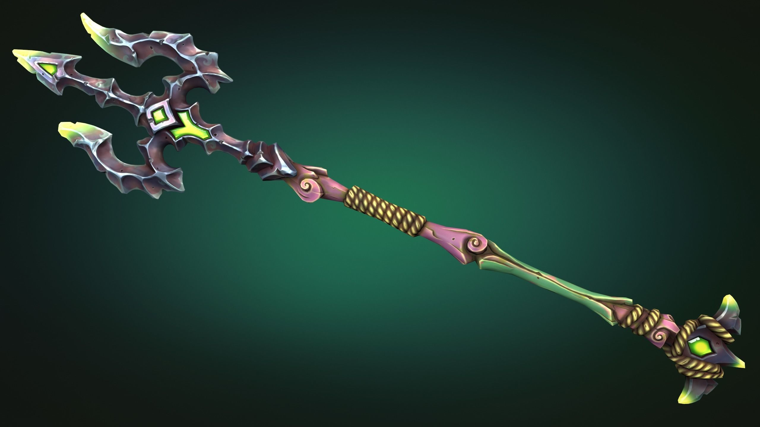 Coastal trident Low-poly 3D model_6