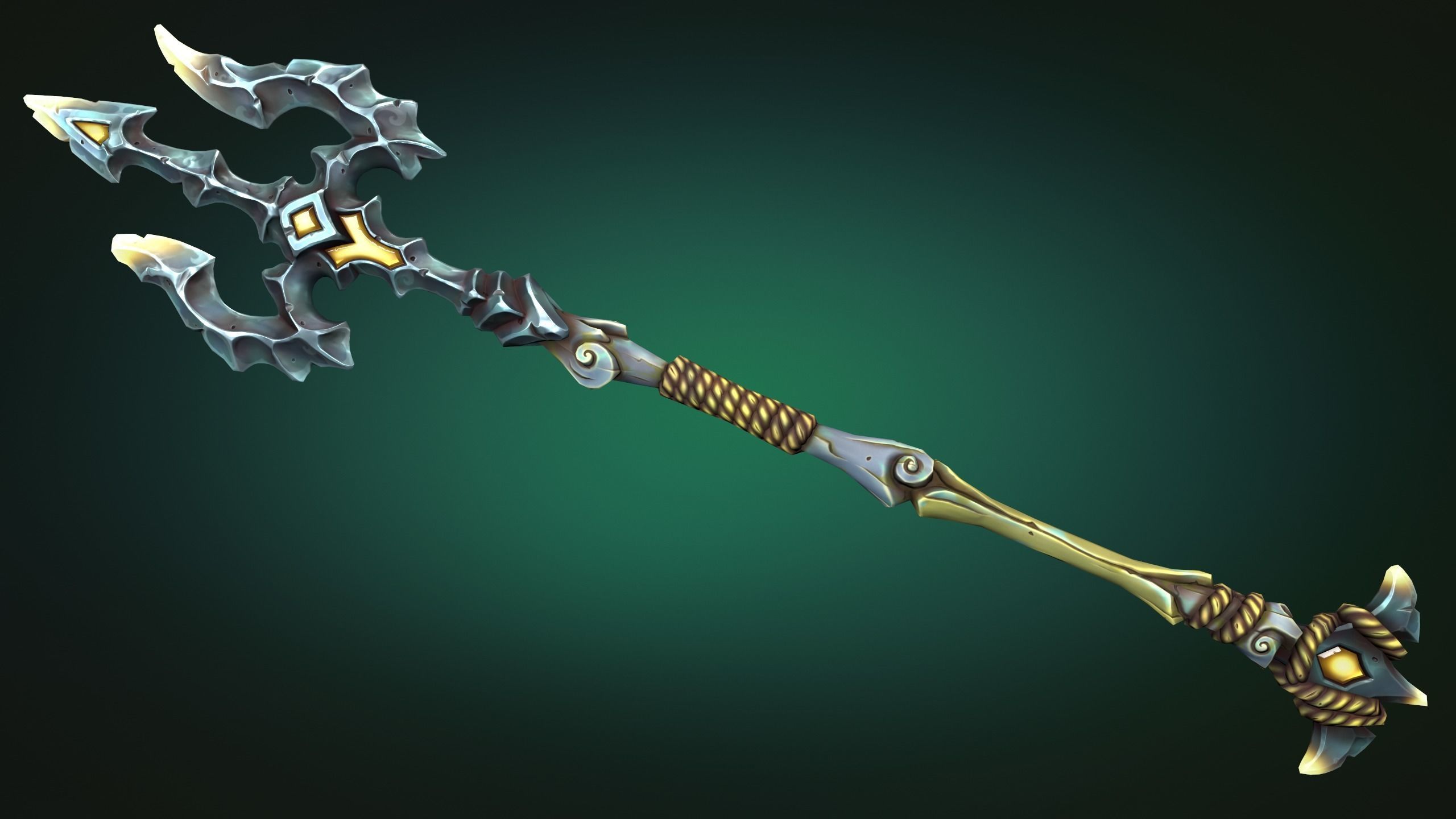 Coastal trident Low-poly 3D model_7