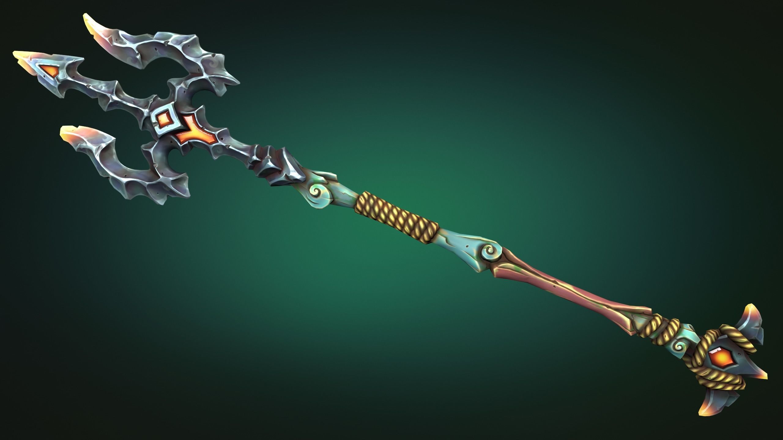 Coastal trident Low-poly 3D model_3