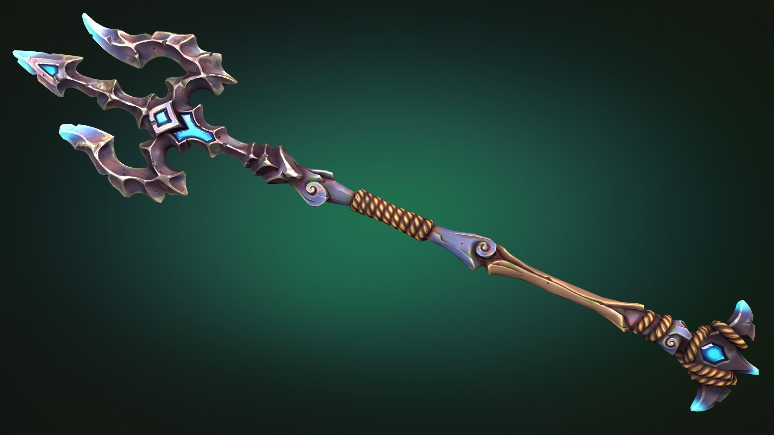 Coastal trident Low-poly 3D model_4