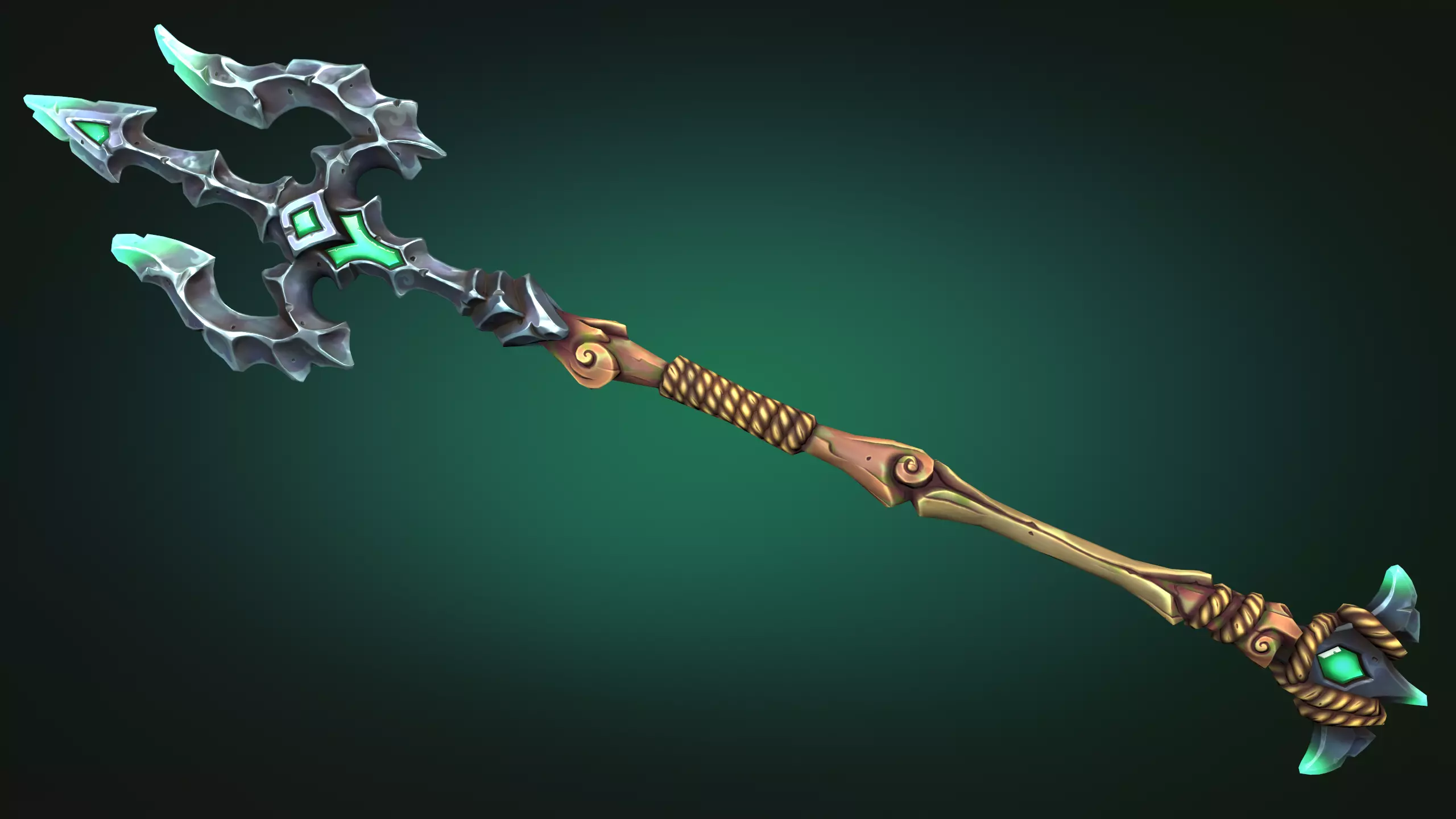 Coastal trident Low-poly 3D model_0