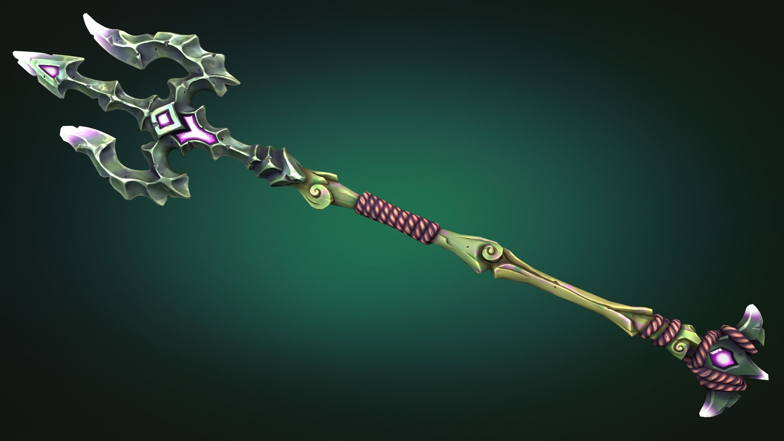 Coastal trident Low-poly 3D model_5