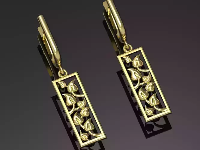 Earrings  flower leaf 168