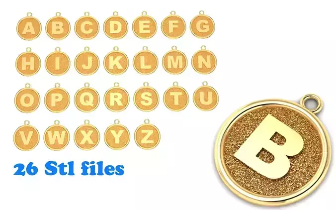 Pendant Alphabet letters 3D Model Collection 3D print model