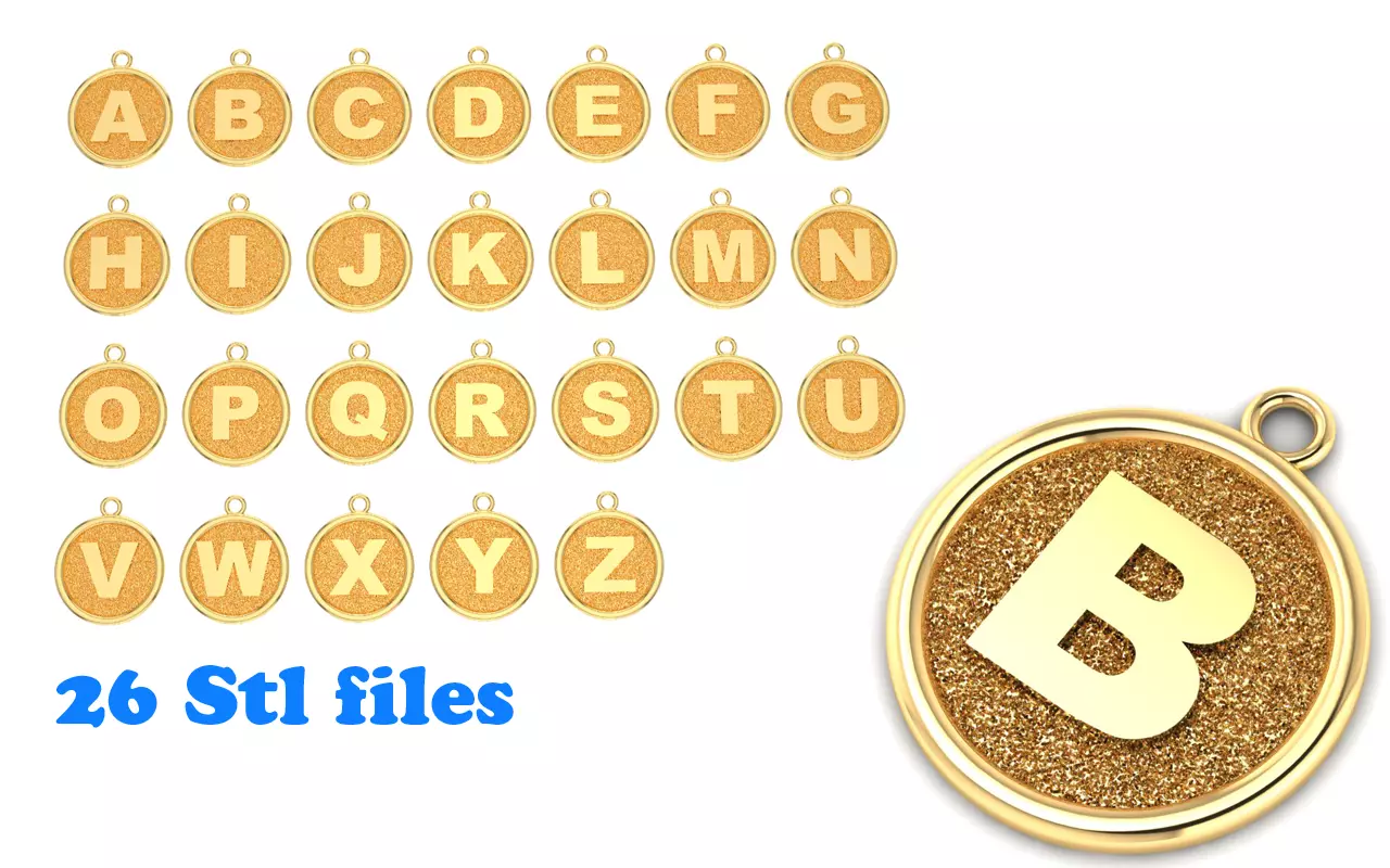 Pendant Alphabet letters 3D Model Collection 3D print model_0