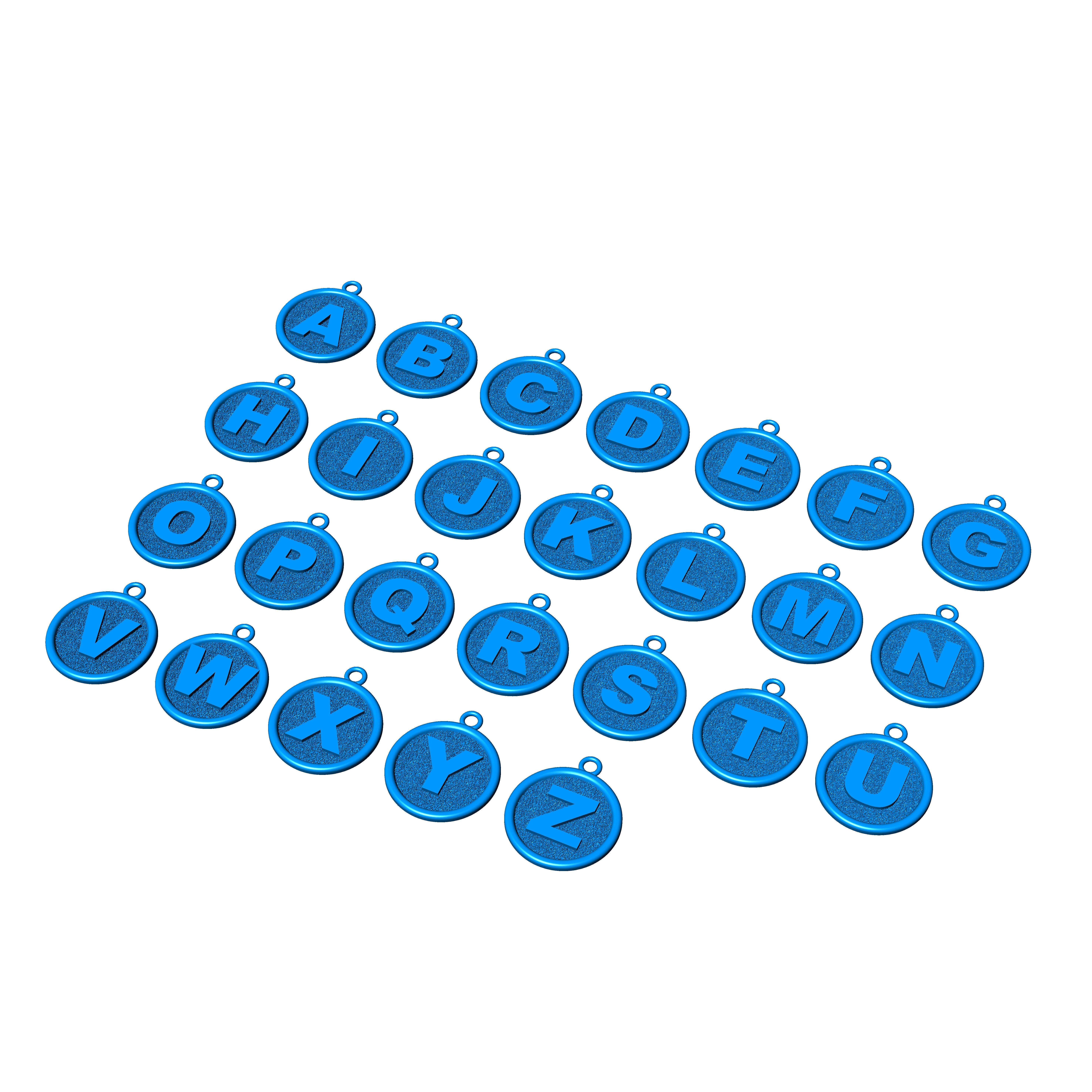 Pendant Alphabet letters 3D Model Collection 3D print model_4