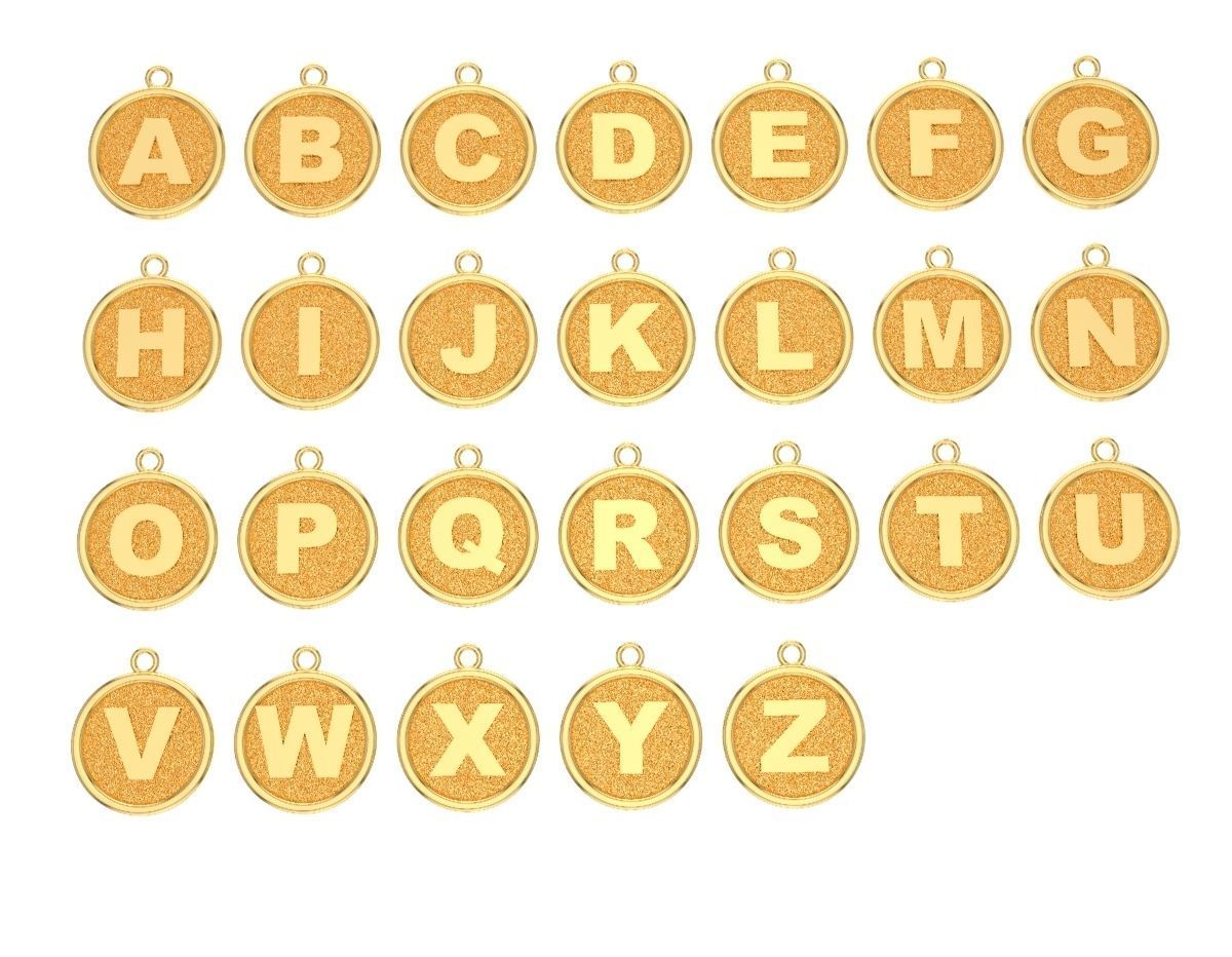 Pendant Alphabet letters 3D Model Collection 3D print model_6