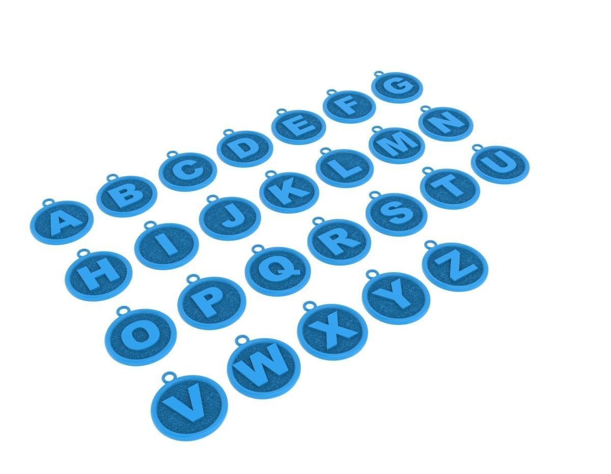 Pendant Alphabet letters 3D Model Collection 3D print model_8