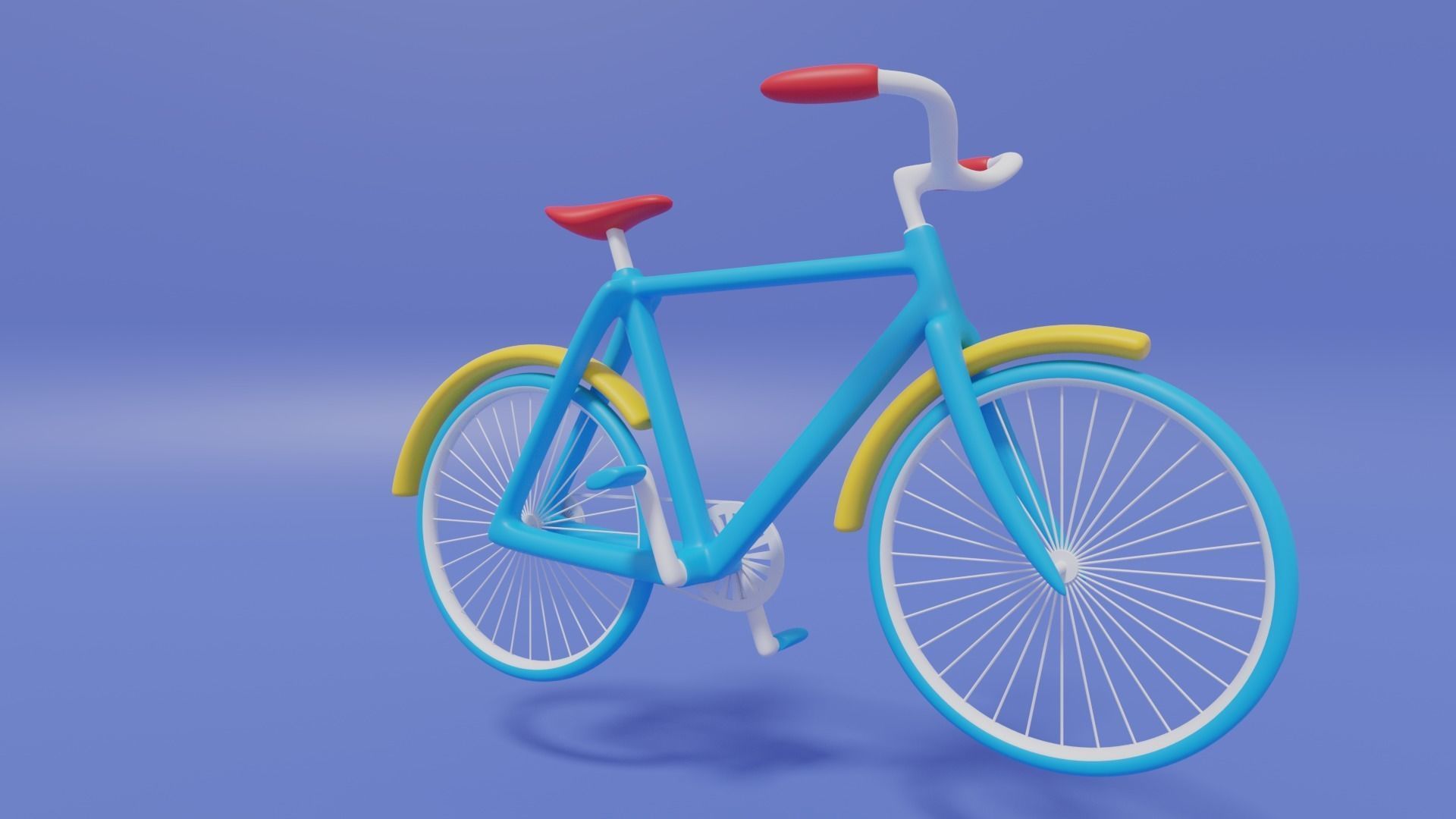 Cartoon Cute Bicycle 3D model_4