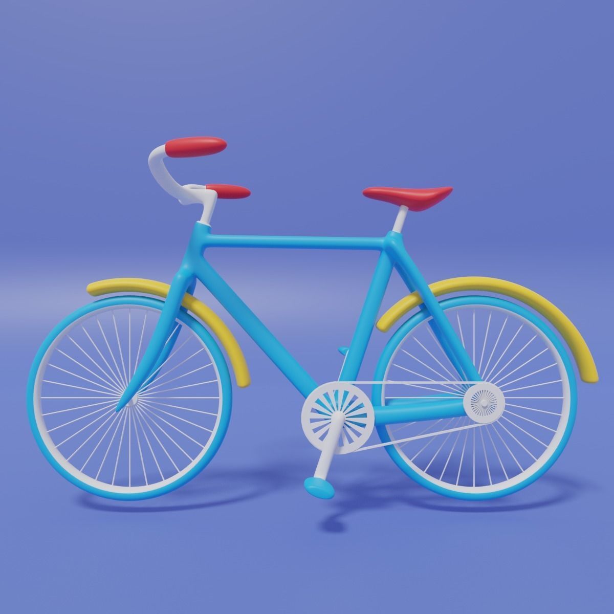Cartoon Cute Bicycle 3D model_8