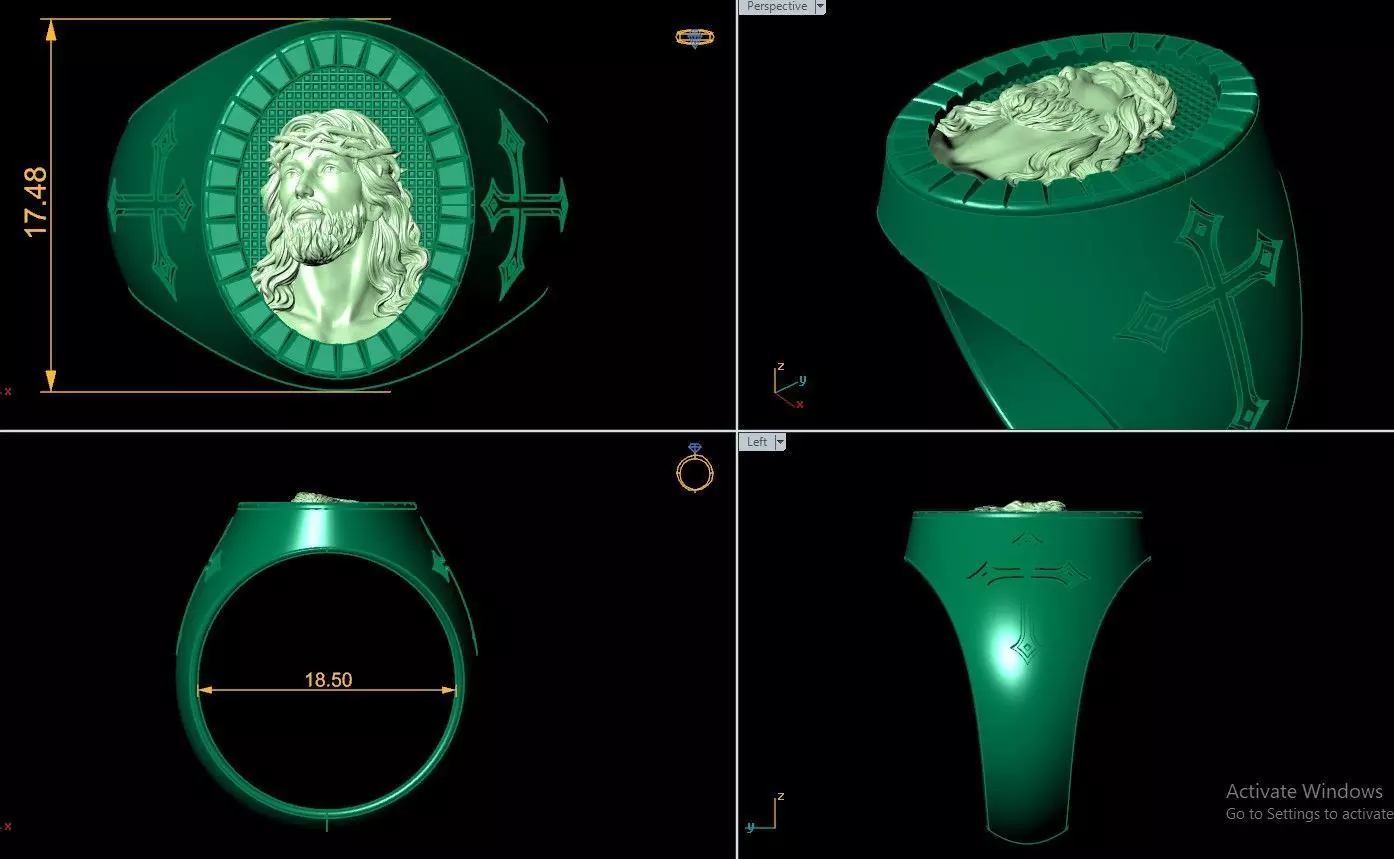 Jesus ring print 3d 3D print model