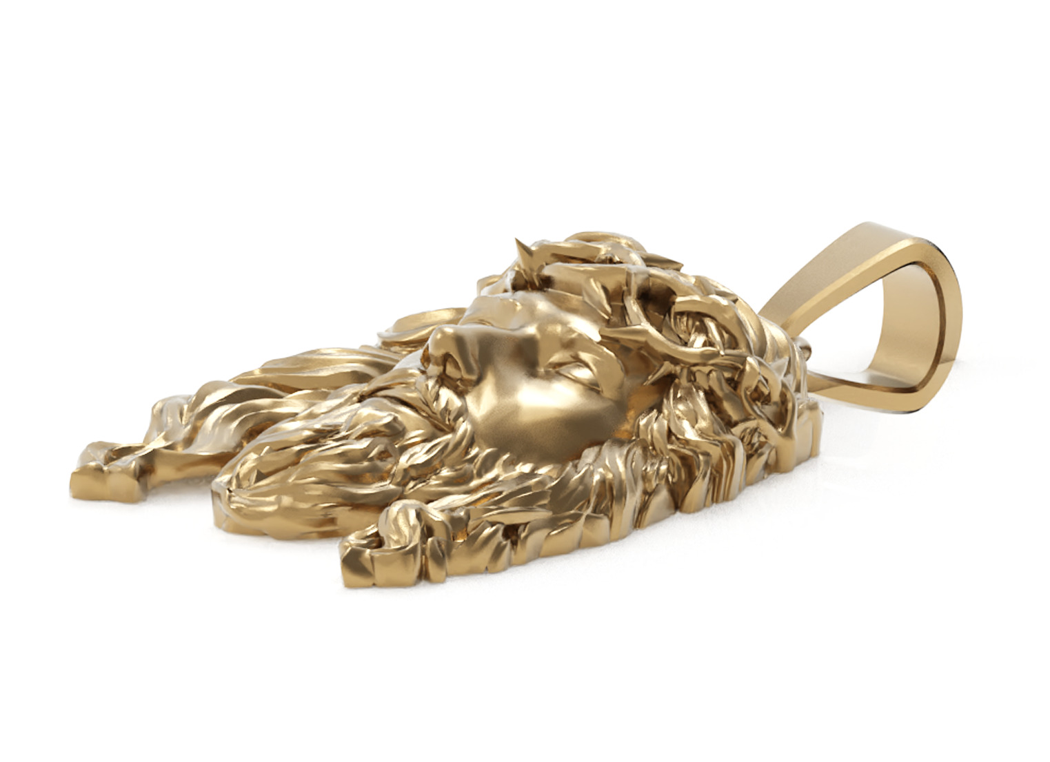 Jesus Face Pendant Necklace 3D print model_3