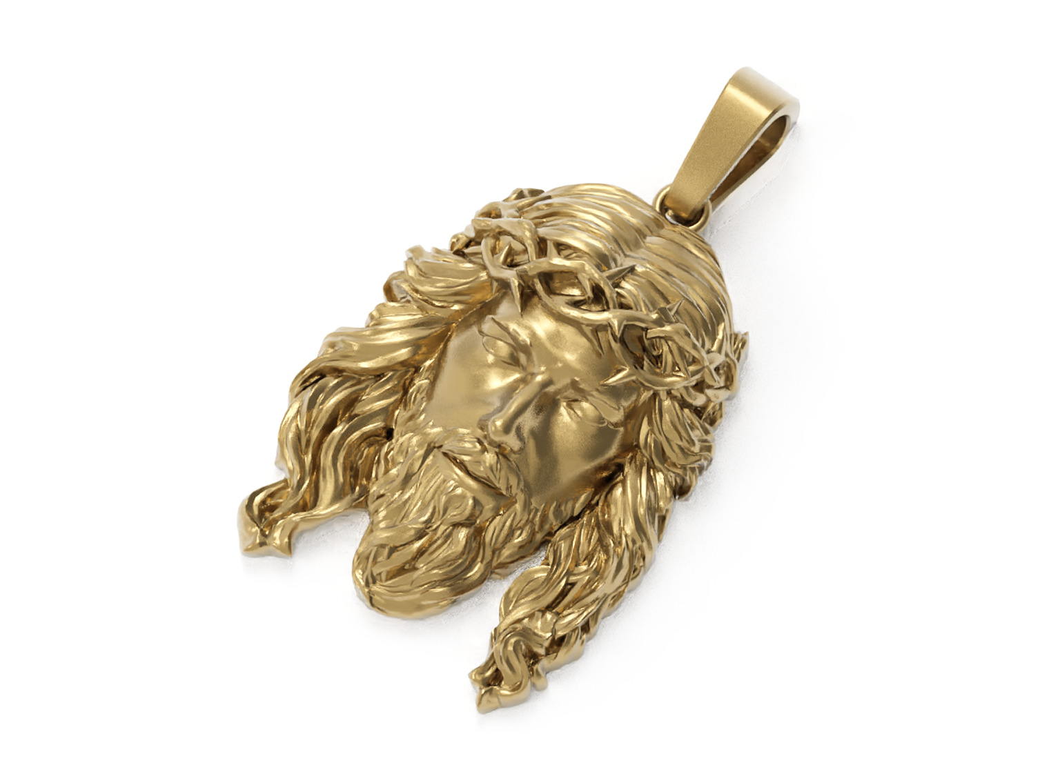 Jesus Face Pendant Necklace 3D print model_9