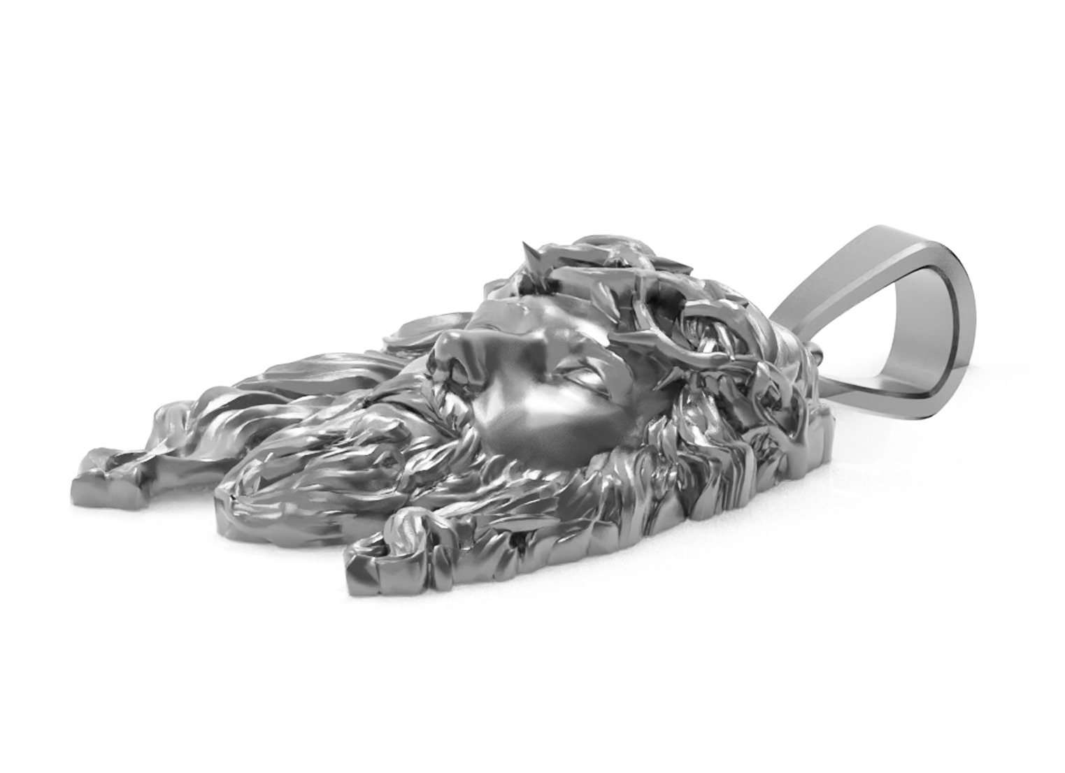 Jesus Face Pendant Necklace 3D print model_2