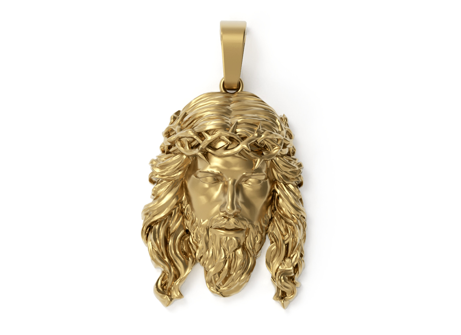 Jesus Face Pendant Necklace 3D print model_1